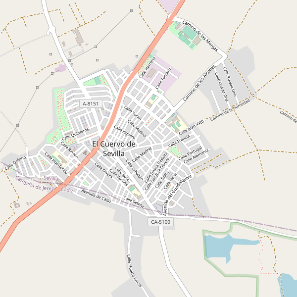 Mapa de piscinas en El Cuervo de Sevilla Thumbnail