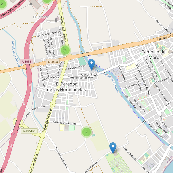 Mapa de aparcamientos en El Parador de las Hortichuelas Thumbnail