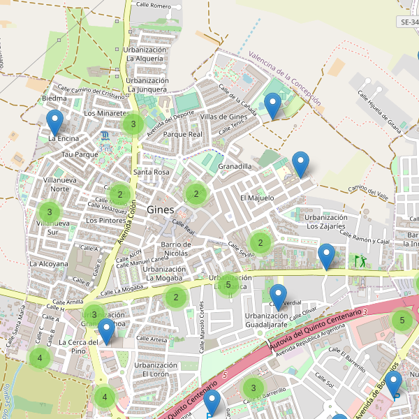 Mapa de aparcamientos en Gines Thumbnail