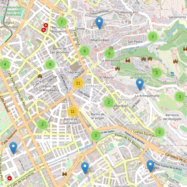 Thumbnail Mapa de hoteles en Granada