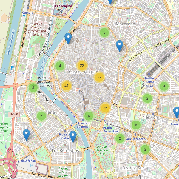 Thumbnail Mapa de hoteles en Sevilla