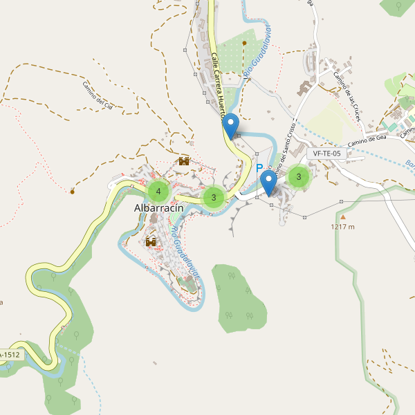 Thumbnail Mapa de hoteles en Albarracín