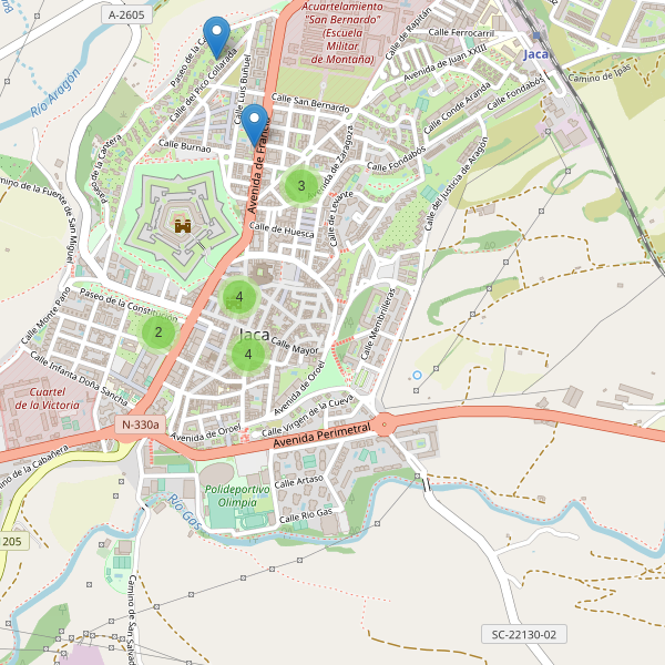 Thumbnail Mapa de hoteles en Jaca