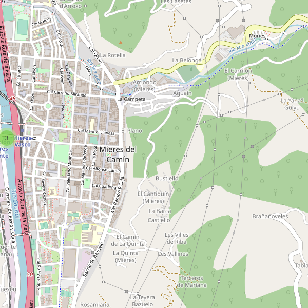 Mapa de estaciones en Mieres del Camín Thumbnail