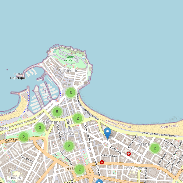 Thumbnail Mapa de hoteles en Gijón