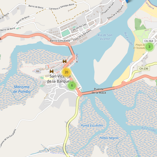 Thumbnail Mapa de restaurantes en San Vicente de la Barquera