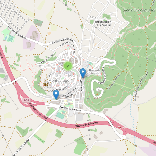 Mapa de iglesias en Chinchilla de Montearagón Thumbnail