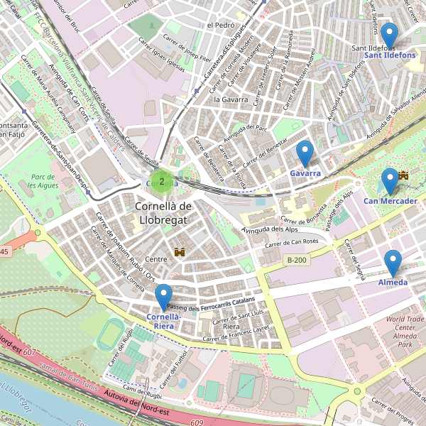 Mapa de estaciones en Cornellà de Llobregat Thumbnail