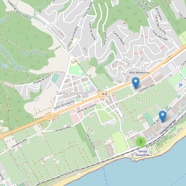 Thumbnail Mapa de hoteles en Santa Susanna