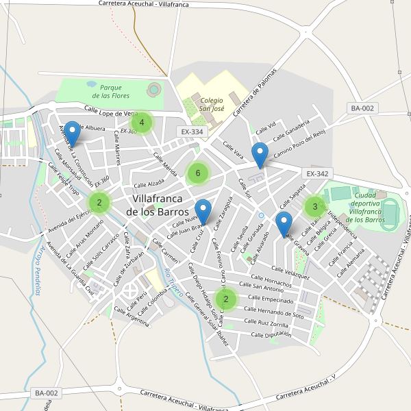 Mapa de bares en Villafranca de los Barros Thumbnail