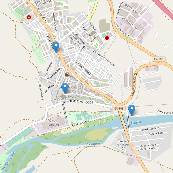 Thumbnail Mapa de hoteles en Coria