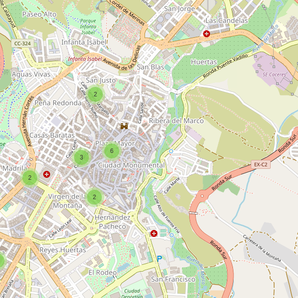Thumbnail Mapa de hoteles en Cáceres
