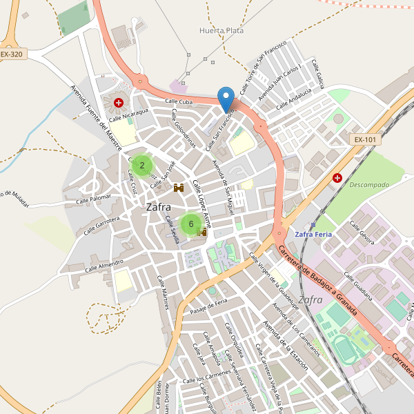 Thumbnail Mapa de hoteles en Zafra