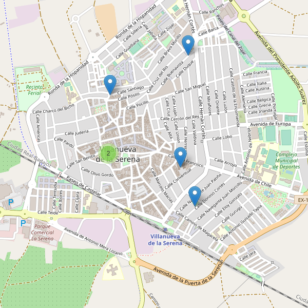 Mapa de iglesias en Villanueva de la Serena Thumbnail