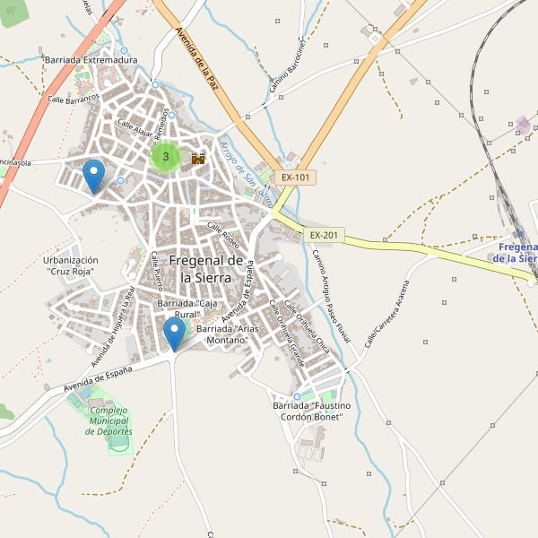 Mapa de monumentos en Fregenal de la Sierra Thumbnail