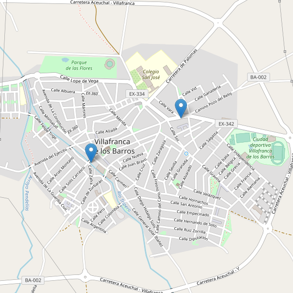 Mapa de ropa en Villafranca de los Barros Thumbnail