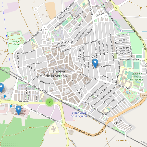 Thumbnail Mapa de supermercados en Villanueva de la Serena