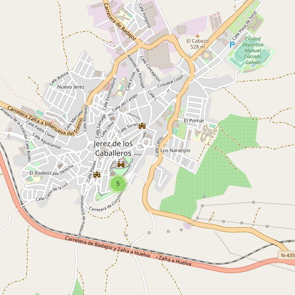 Mapa de vistas en Jerez de los Caballeros Thumbnail