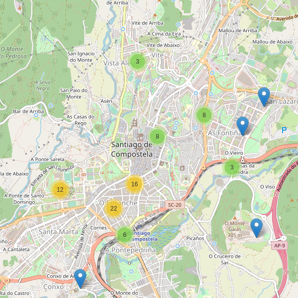 Mapa de aparcamientos-bicicletas en Santiago de Compostela Thumbnail
