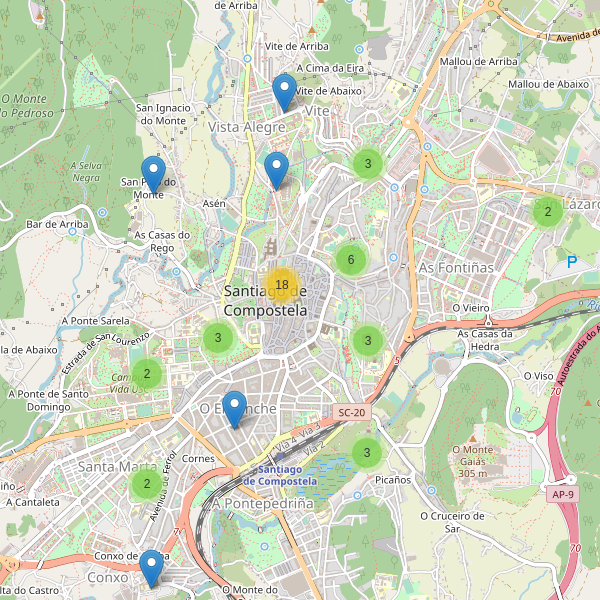 Mapa de iglesias en Santiago de Compostela Thumbnail