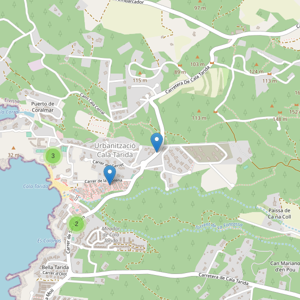 Mapa de aparcamientos en Urbanització Cala Tarida Thumbnail