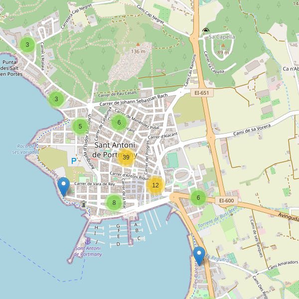 Thumbnail Mapa de hoteles en Sant Antoni de Portmany
