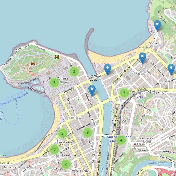 Thumbnail Mapa de hoteles en San Sebastián